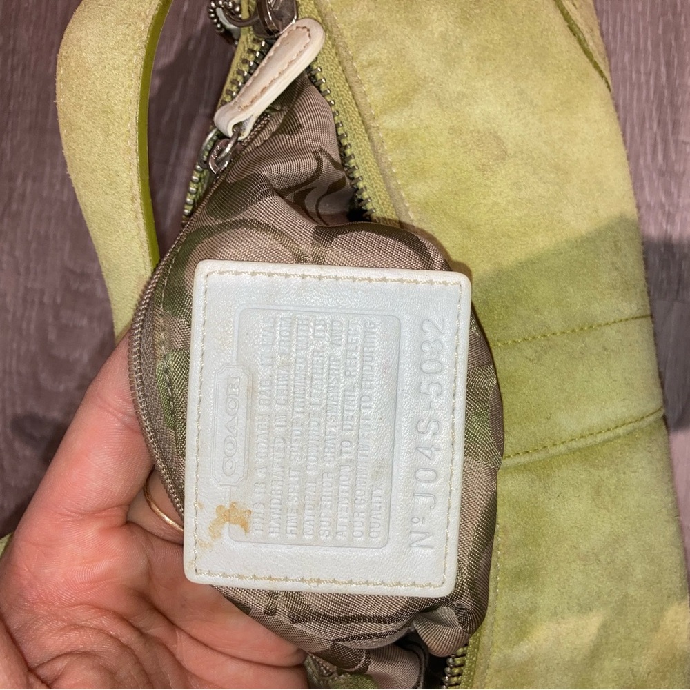 Coach Light Green Suede Shoulder Bag - Picture 5 of 8